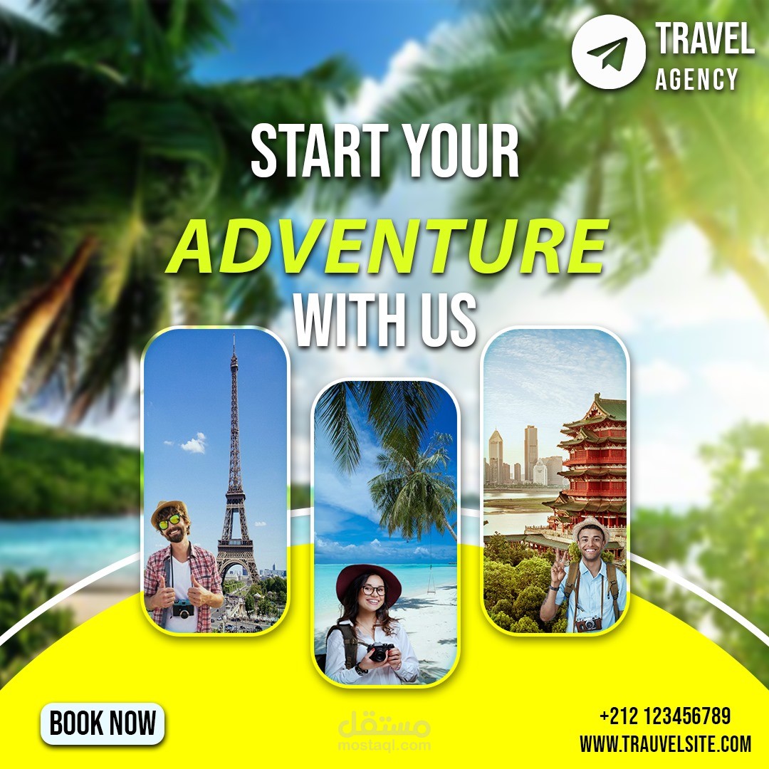 تصميم إعلان دعائي لوكالة سفر