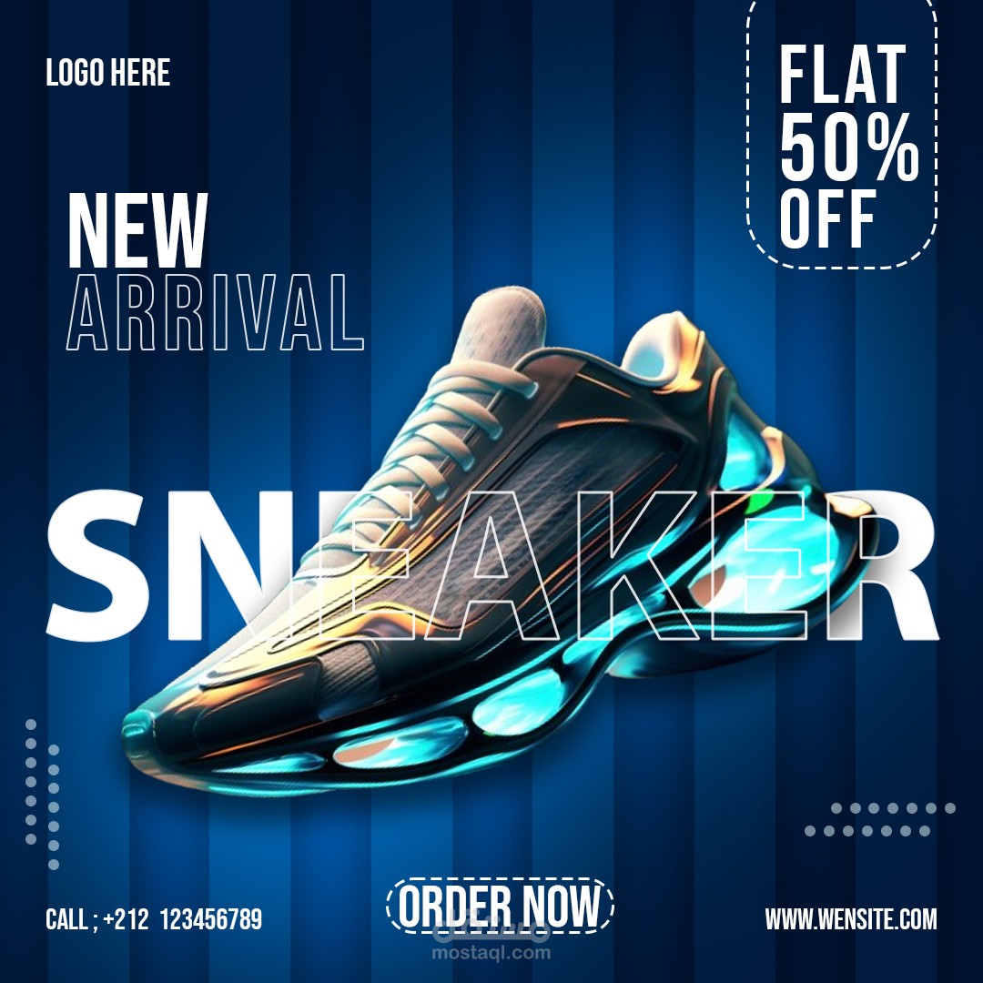 تصميم إعلان ترويجي لحذاء رياضي (Sneaker Ad Design)