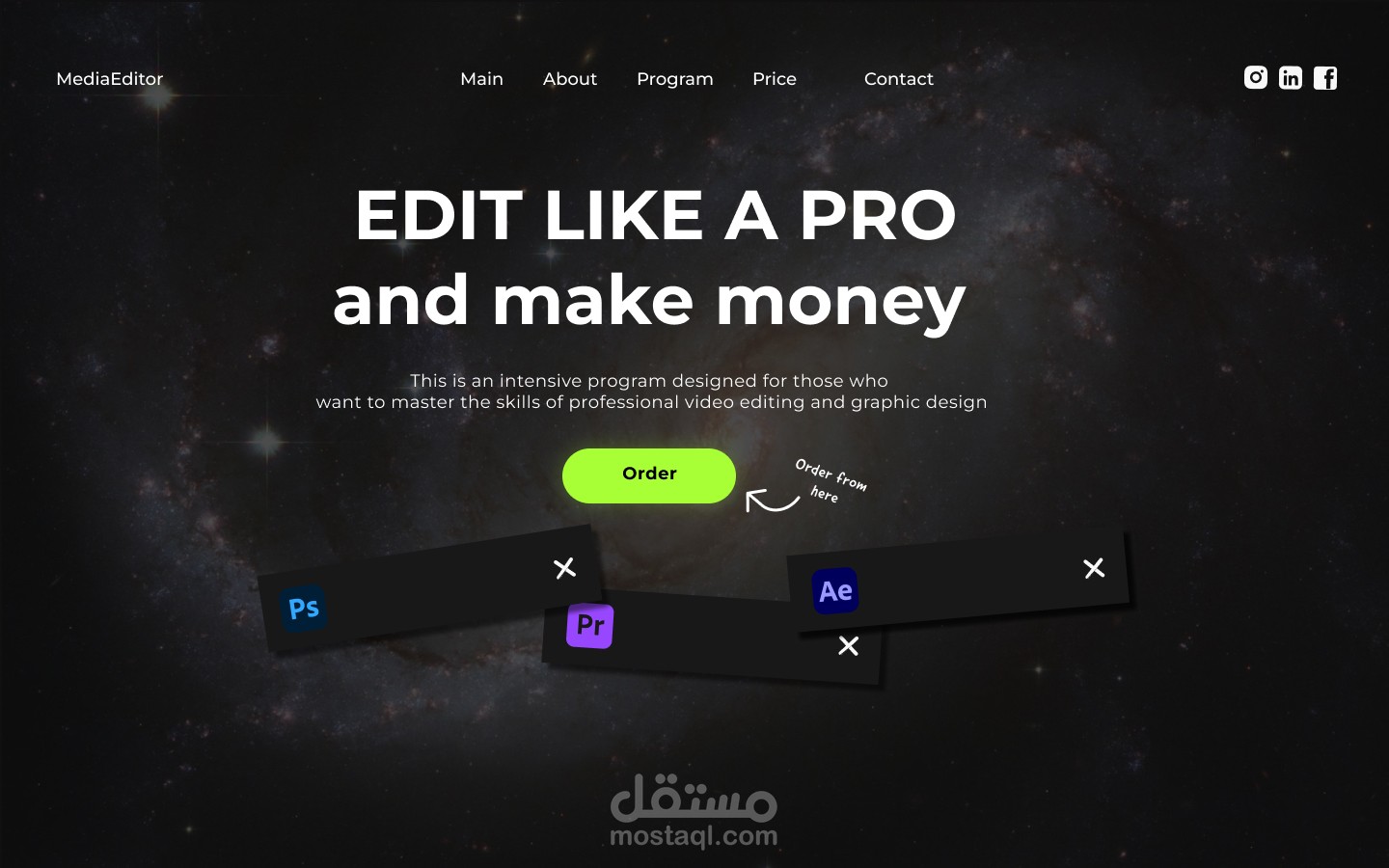 Web design of landingPage