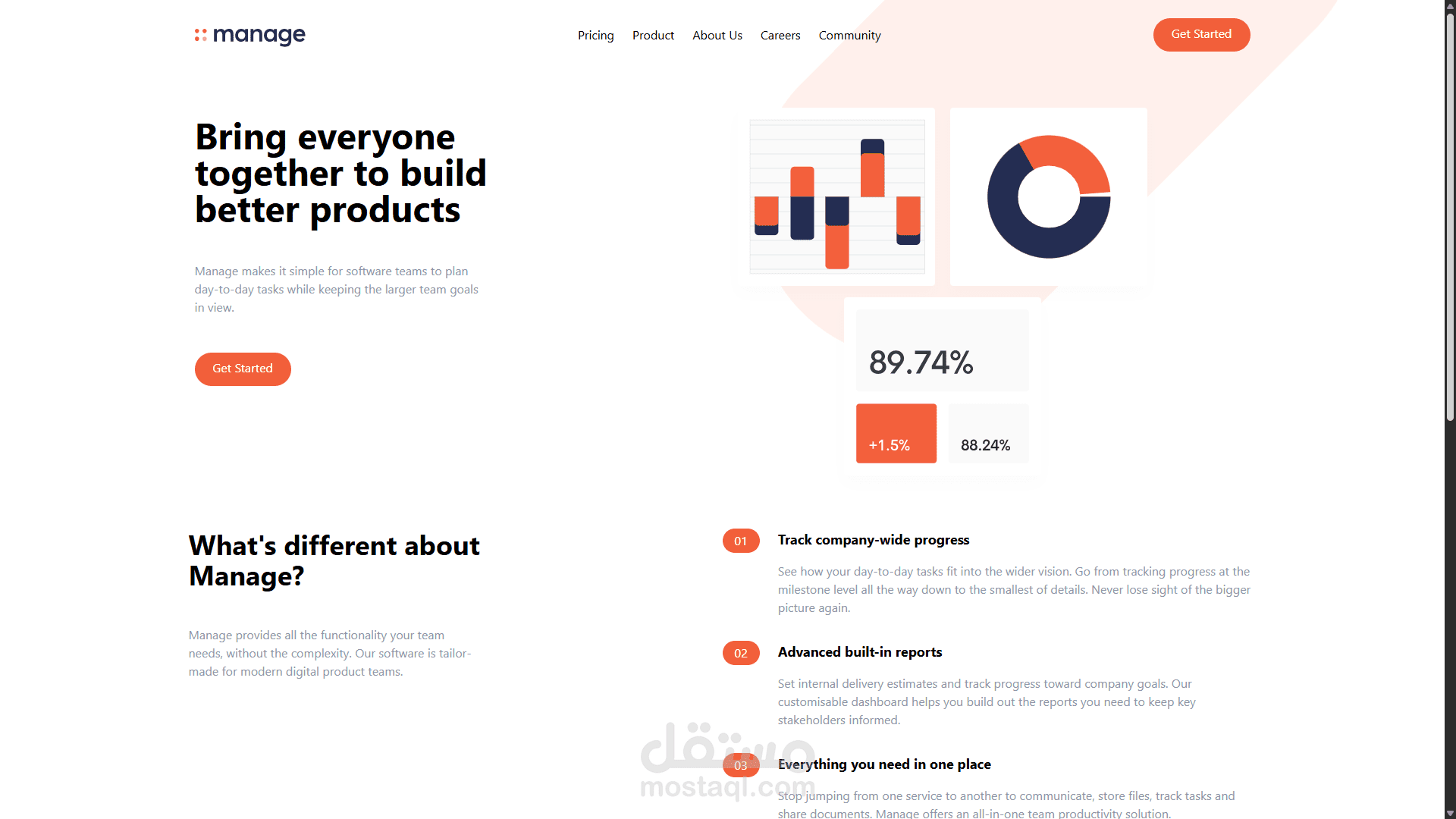 صفحة هبوط عصرية وسريعة مع تأثيرات JavaScript وTailwind CSS