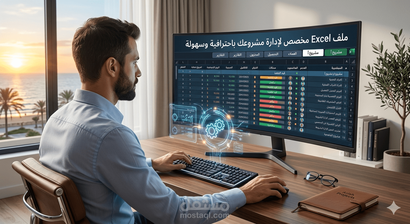 "ملف Excel احترافي لإدارة مشروعك من الألف إلى الياء"