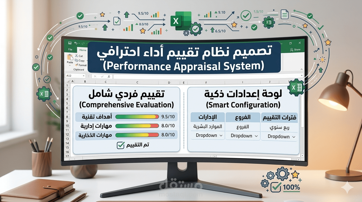 تصميم نظام تقييم أداء احترافي (Performance Appraisal) على Excel