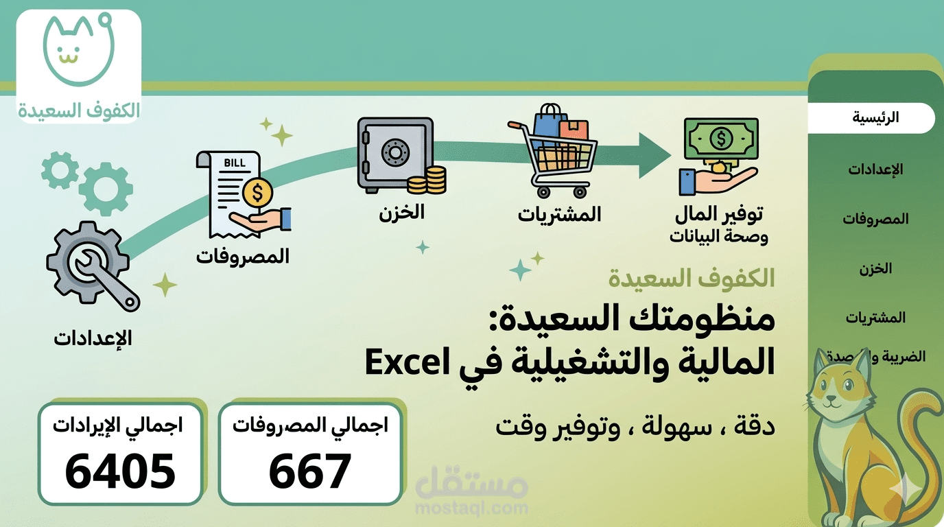 تصميم نظام محاسبي متكامل (Excel) شامل للضرائب والداشبورد