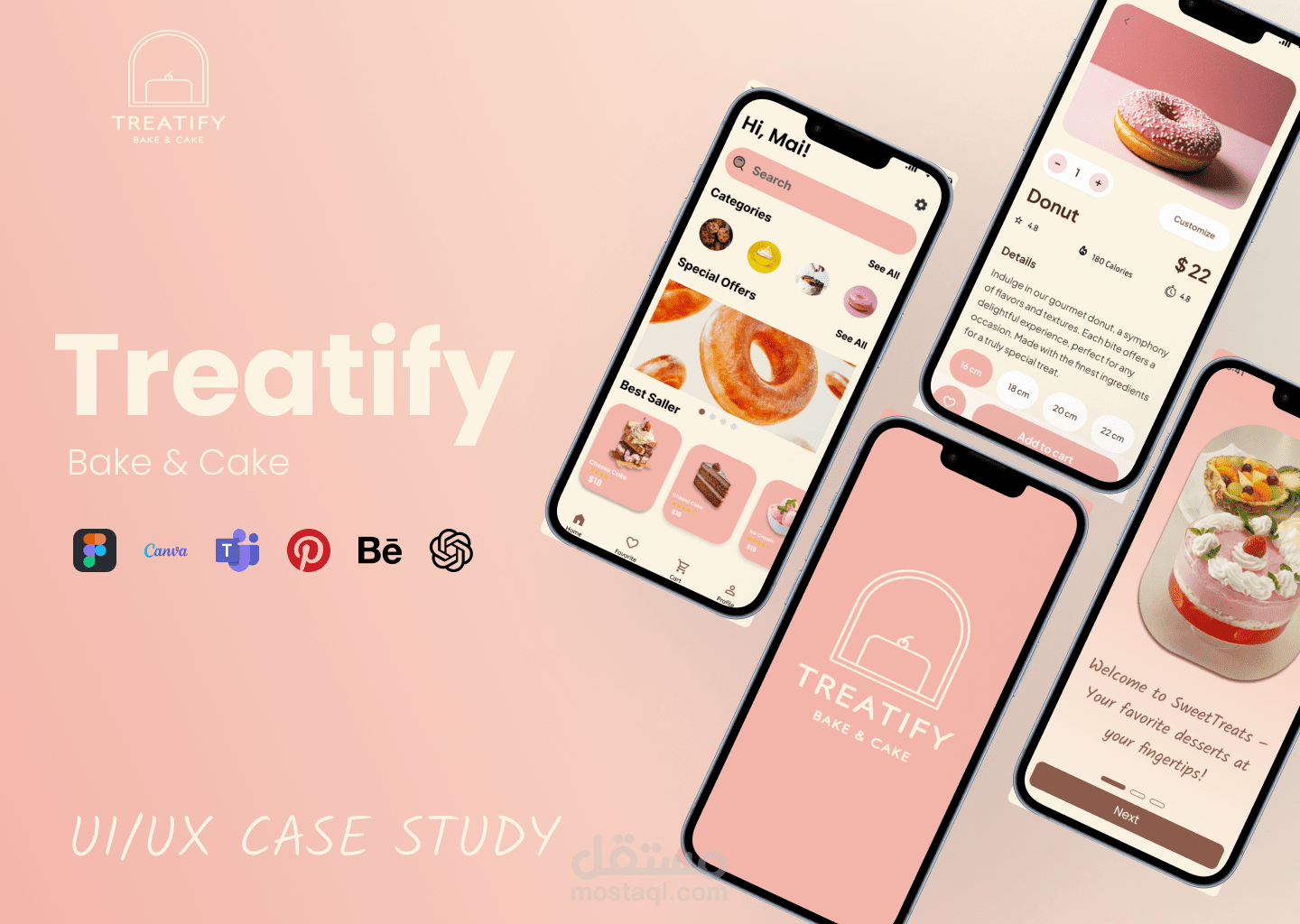 تصميم تطبيق Dessert App – Mobile App UI/UX Design
