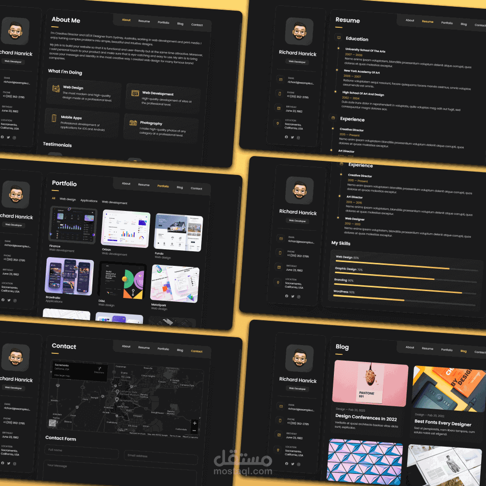 موقع Portfolio شخصي لعرض الأعمال والخدمات