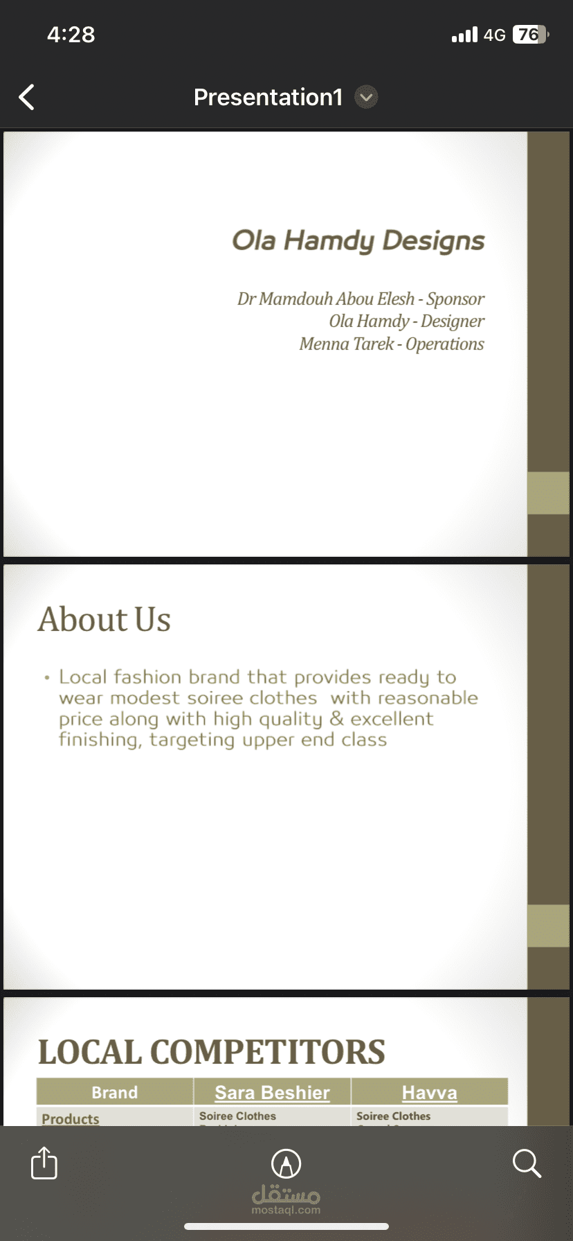 Excel sheet & powerpoint presentation for startup project