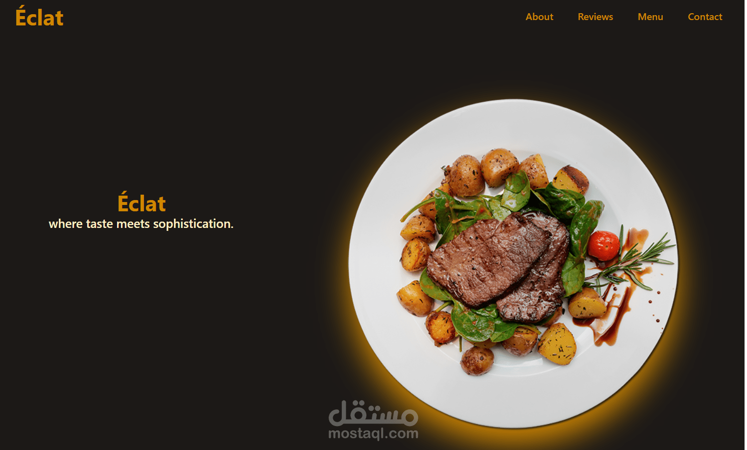 صفحة هبوط عصرية لمطعم