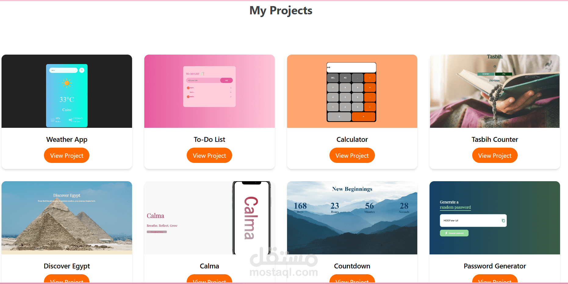 صفحة portfolio شخصية