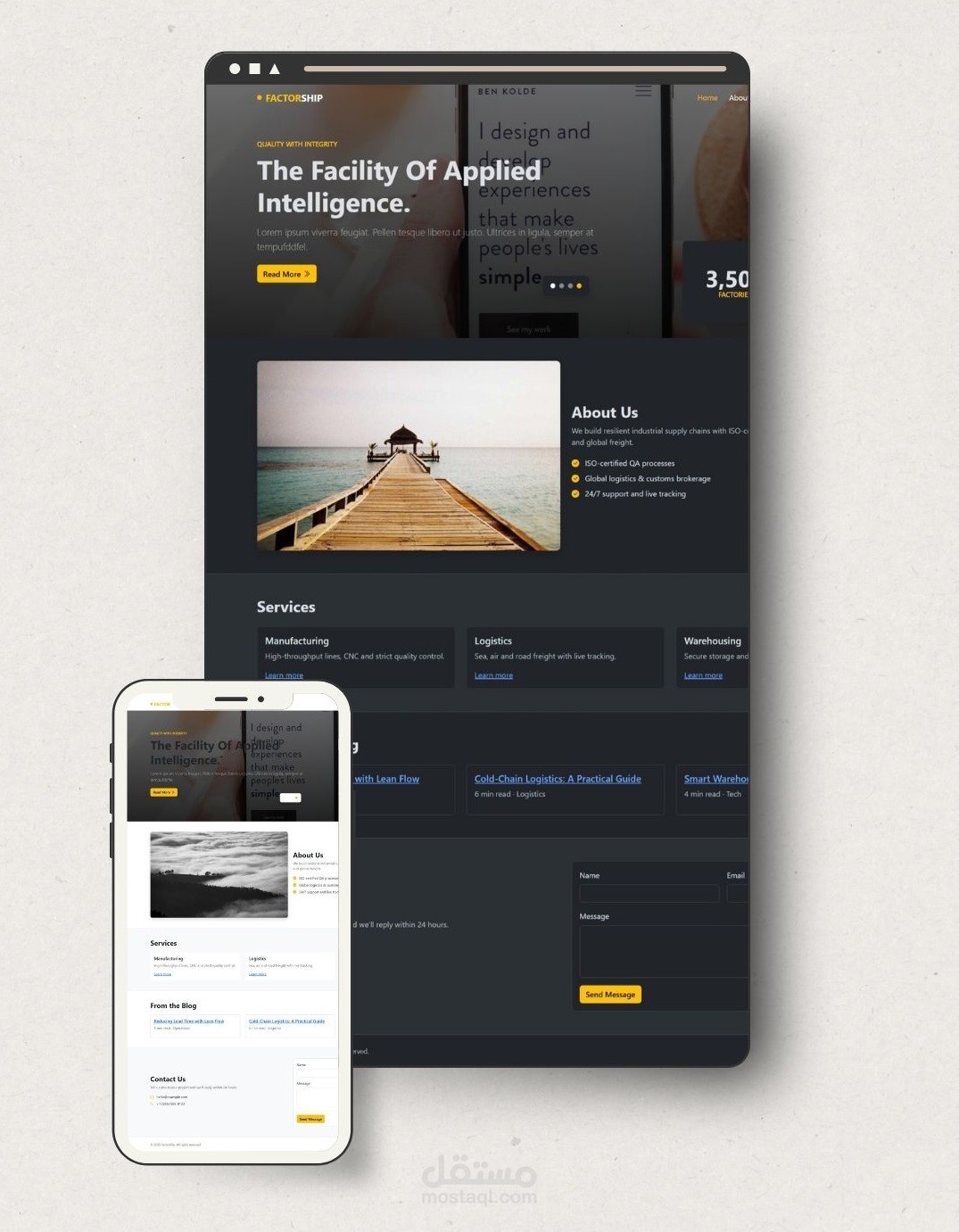 تصميم FactorShip – موقع حلول سلاسل الإمداد الصناعية