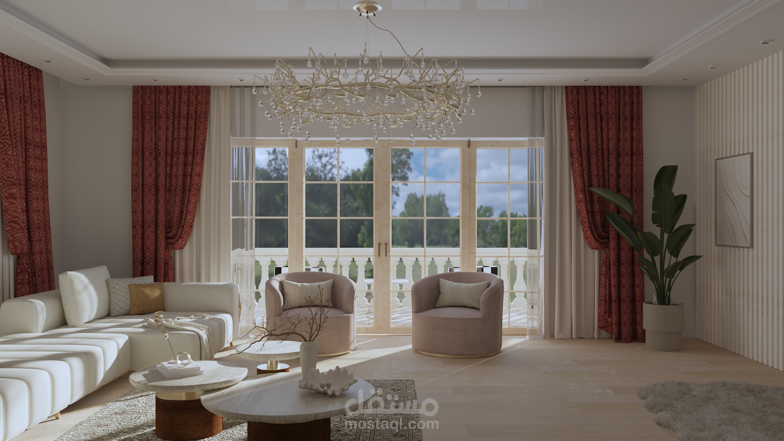 غرفة معيشة ذات طابع classic - modern