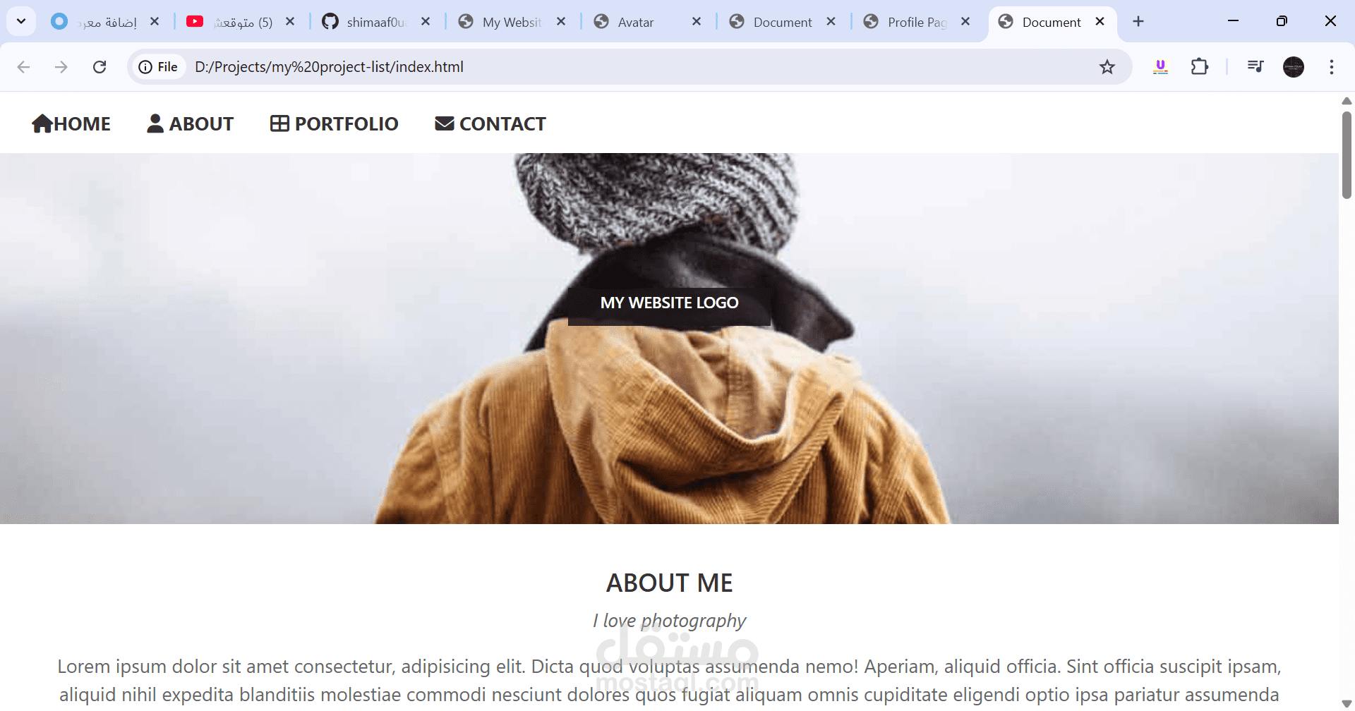 تصميم موقع ويب باستخدام html,css,js