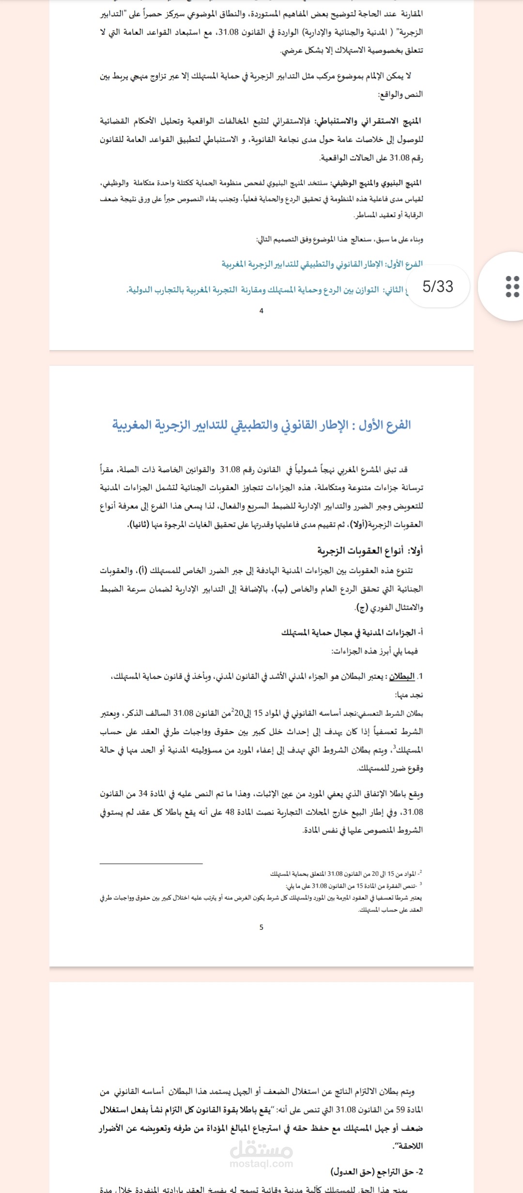 التدابير الزجرية في مجال حماية المستهلك