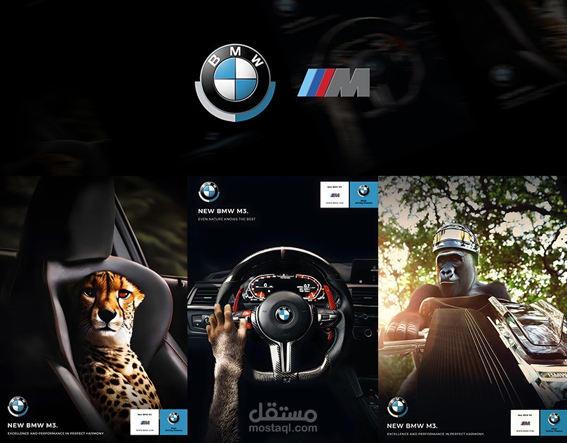 تصميم إعلاني إبداعي على وسائل التواصل الاجتماعي لسيارة BMW M3 - ( حتى الطبيعة تعرف من الأفضل )