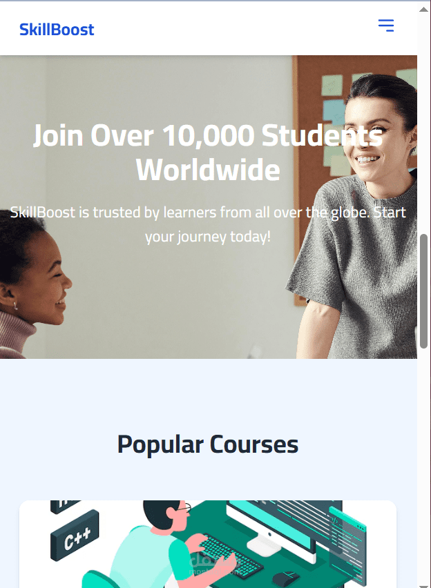 تصميم صفحة هبوط SkillBoost متجاوبة باستخدام HTML وCSS وTailwind CSS