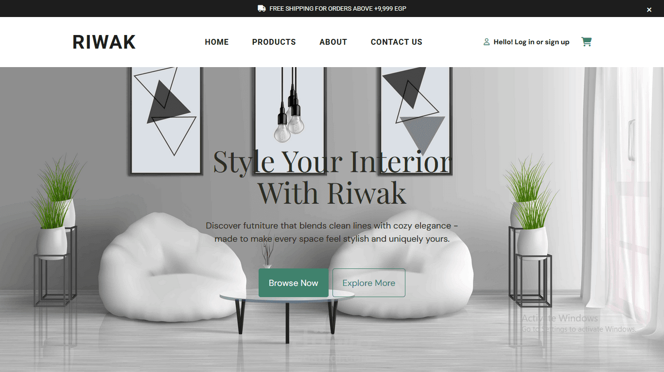 متجر إلكتروني لبيع الأثاث — تصميم وتطوير واجهة متجاوبة باستخدام HTML / CSS / JavaScript + Bootstrap (يشمل لوحات Admin وSeller)