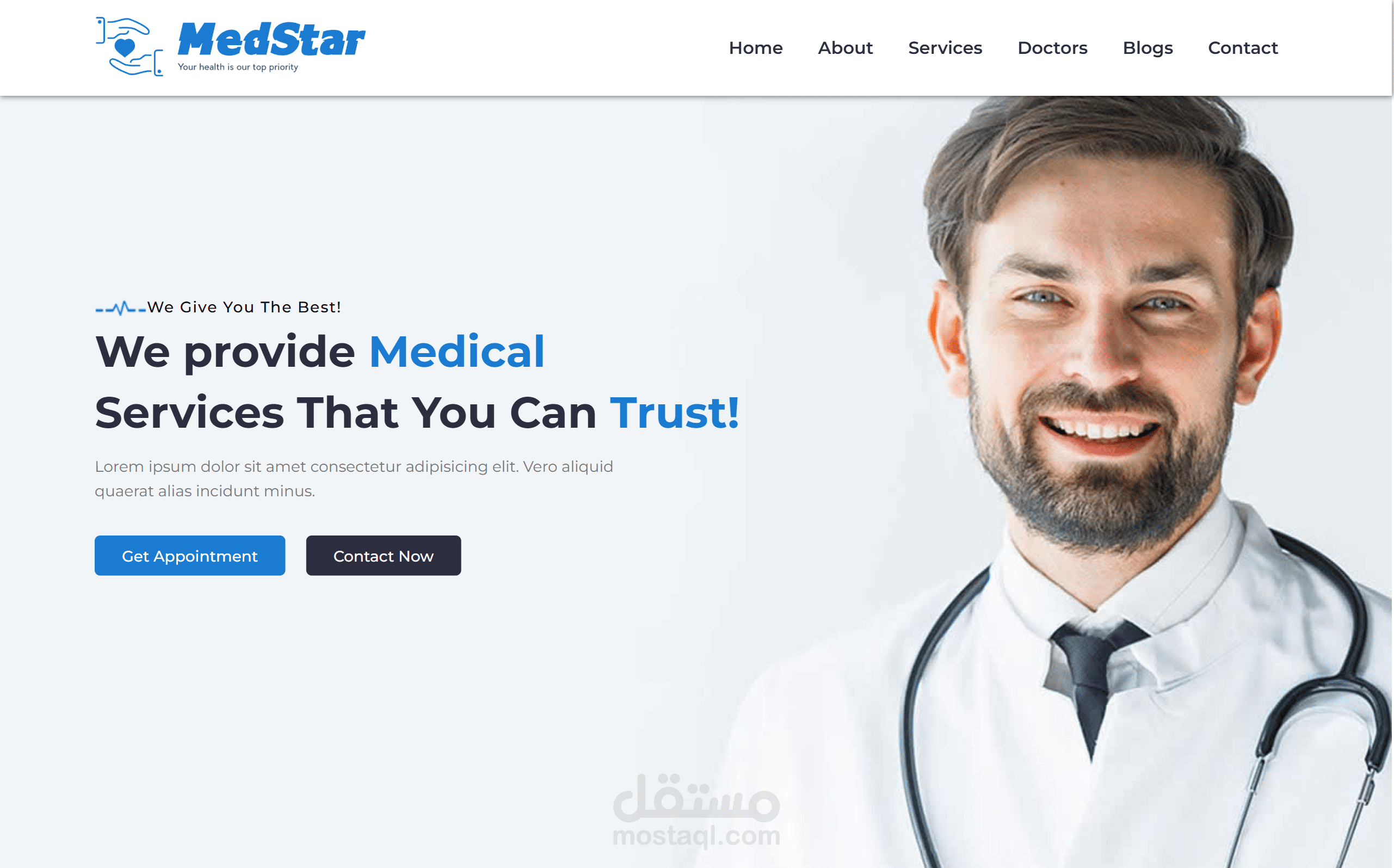 تصميم وتطوير موقع مستشفى احترافي ومتجاوب (Medical Website)