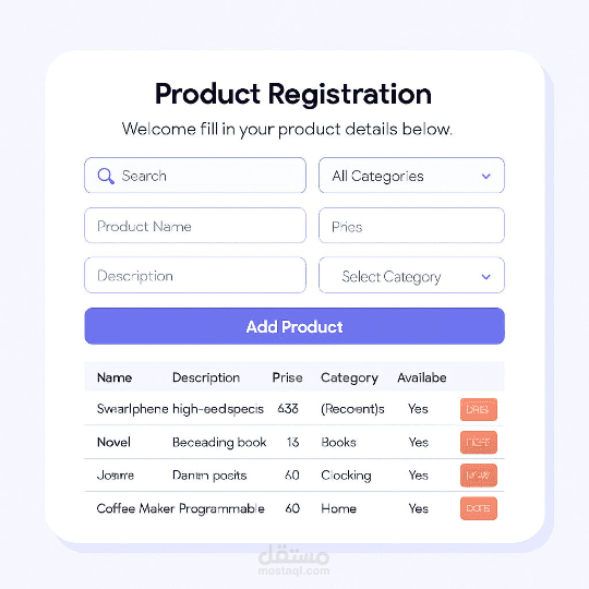 Smart Product Manager with Live Table and Filters