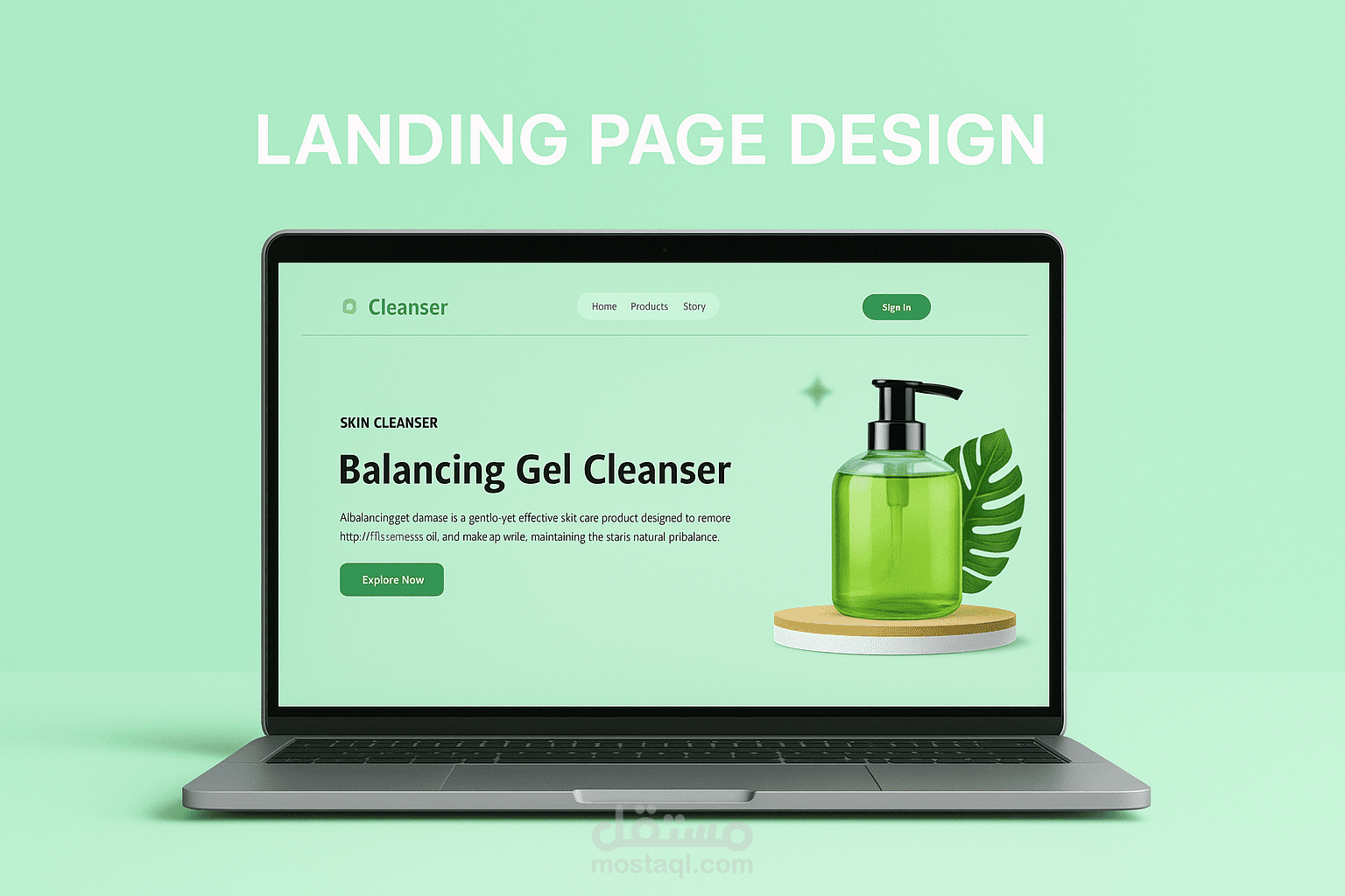 تصميم موقع لمنتجات العناية بالبشرة (Cleanser)