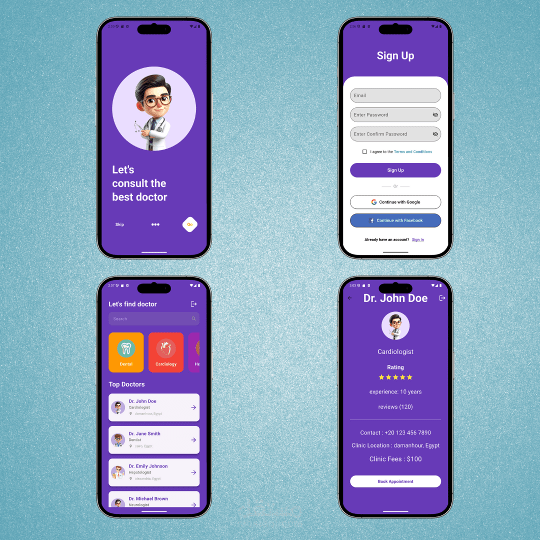 تطبيق هاتف للاطباء وحجز الزيارات يعمل على android و ios
