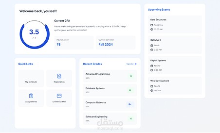 Student Dashboard UI: