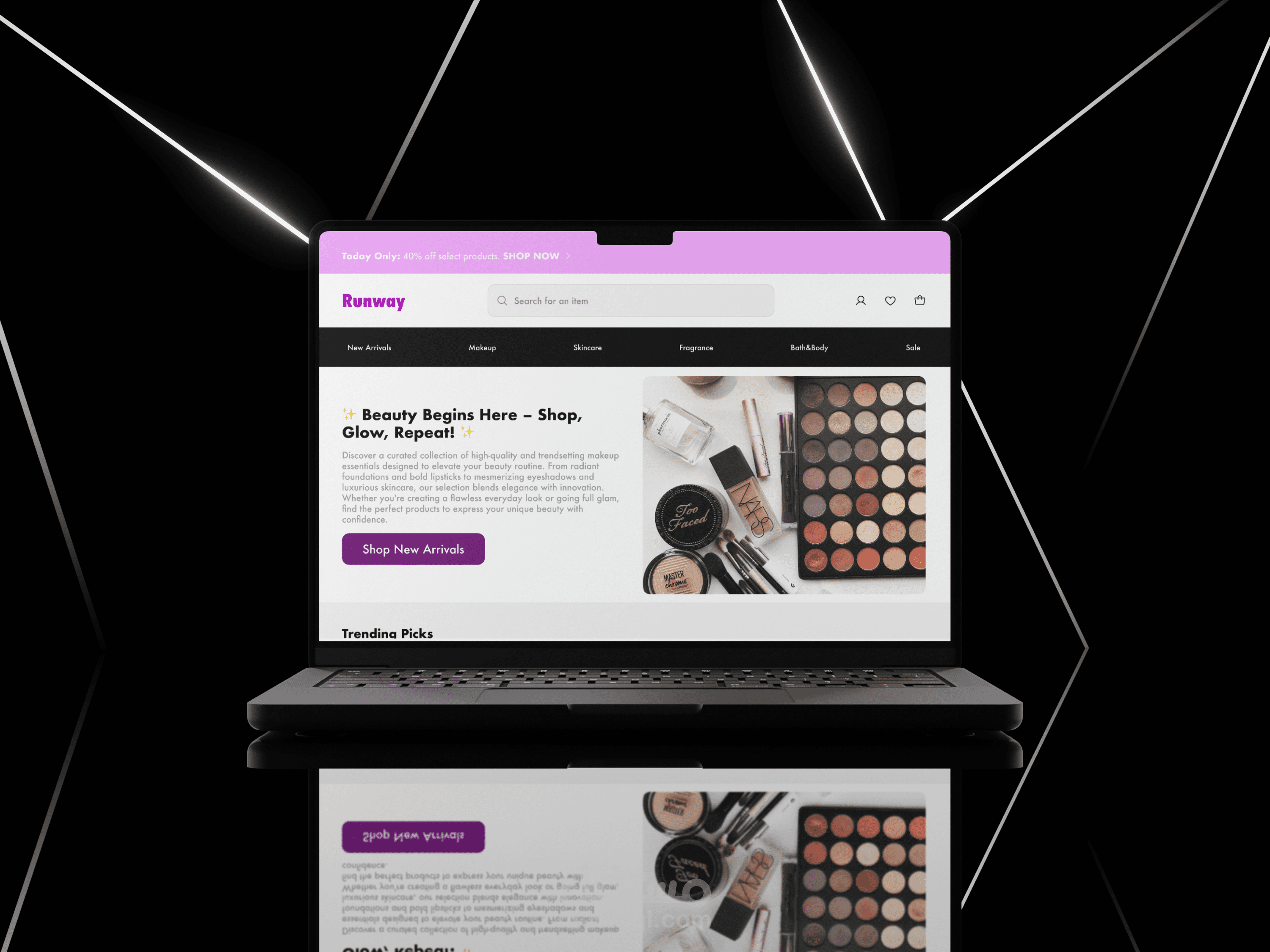 تصميم صفحة هبوط متجر الكتروني لمستحضرات التجميل للموبيل و الويب  -  Responsive Landing Page for a Makeup E-Commerce website UI