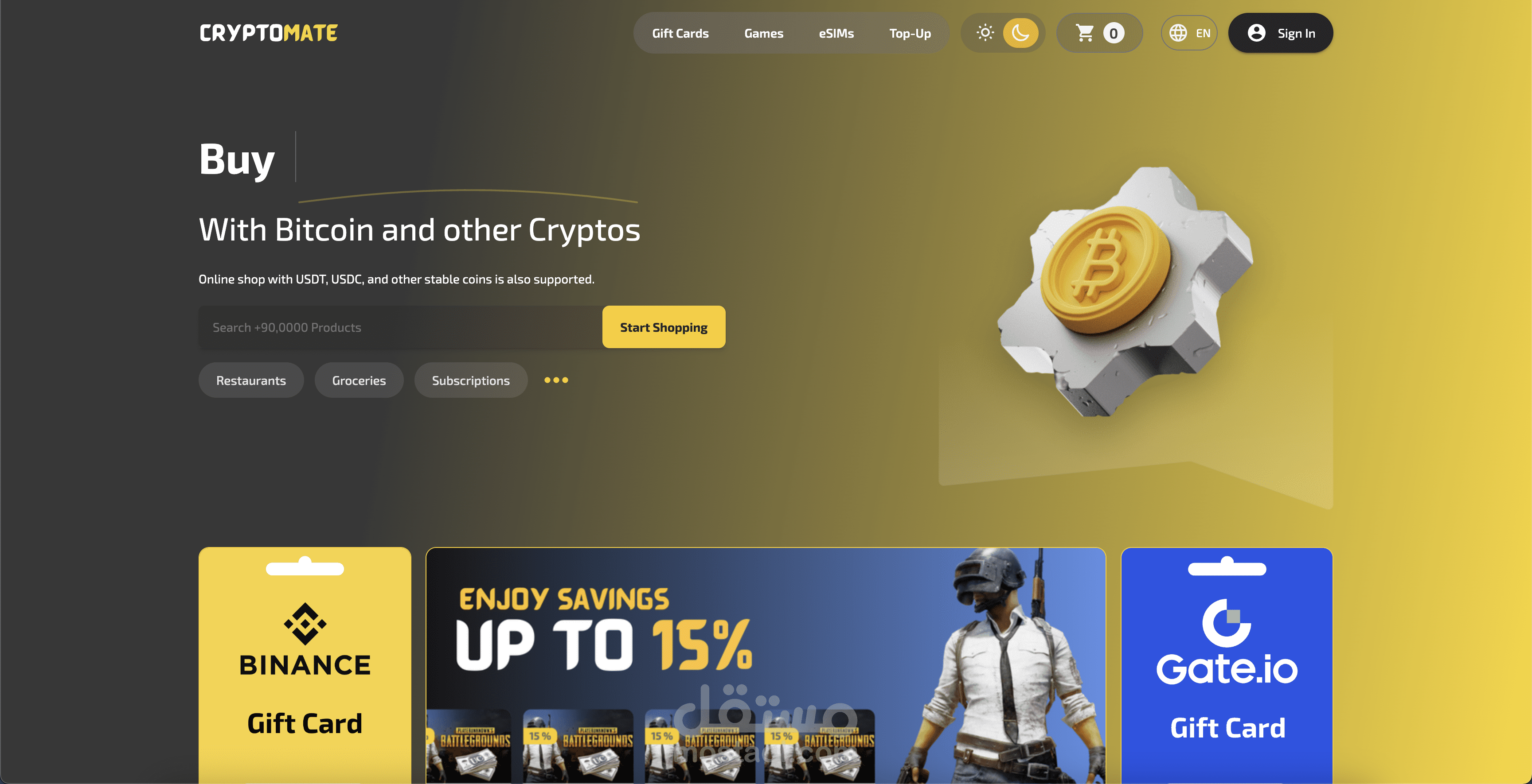 CRYPTOMATE Online shop with USDT, USDC, and other stable coins