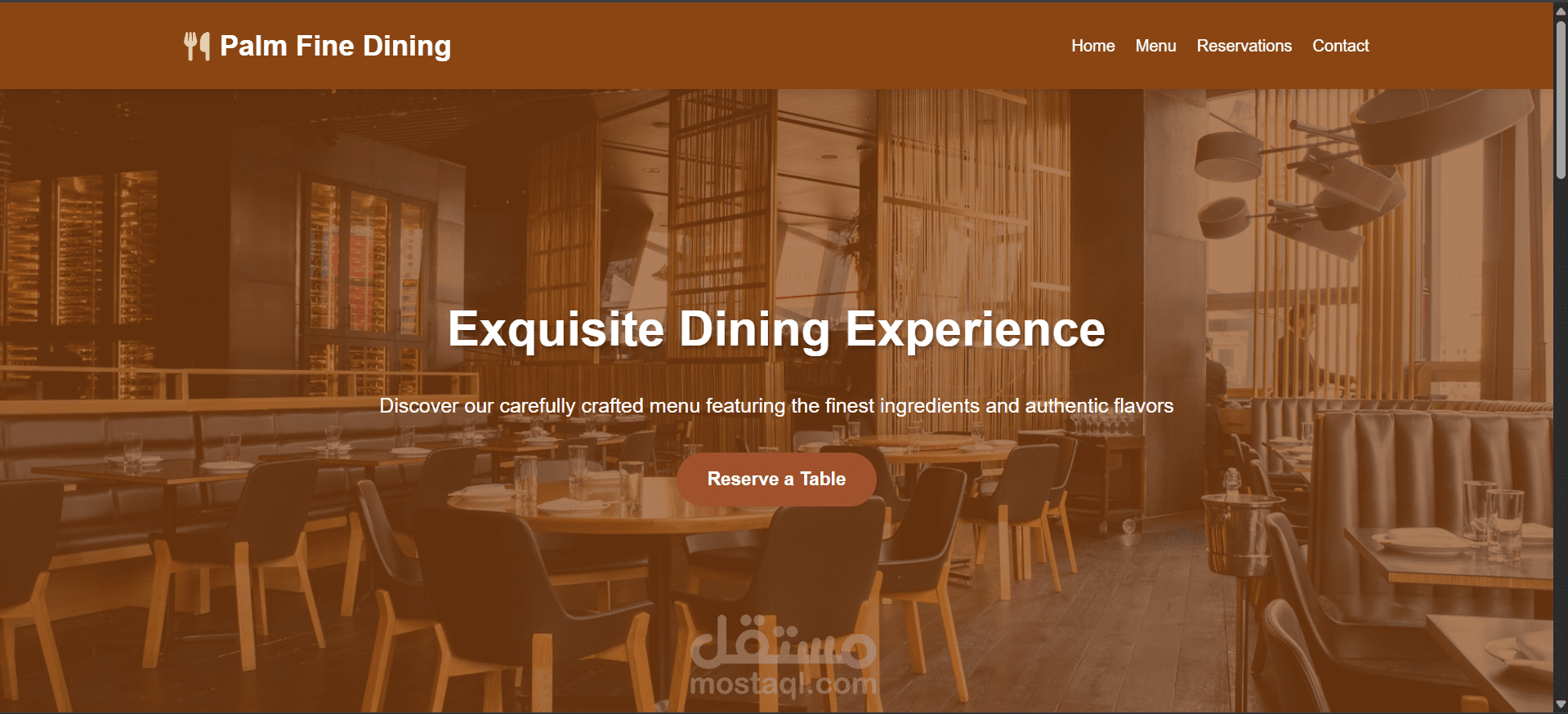 "palm dining" - موقع ويب لمطعم فاخر