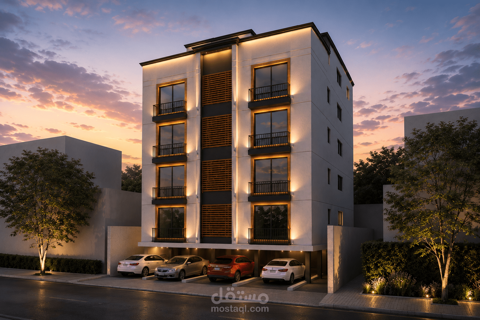 تصميم واجهة 3D لعمارة سكنية