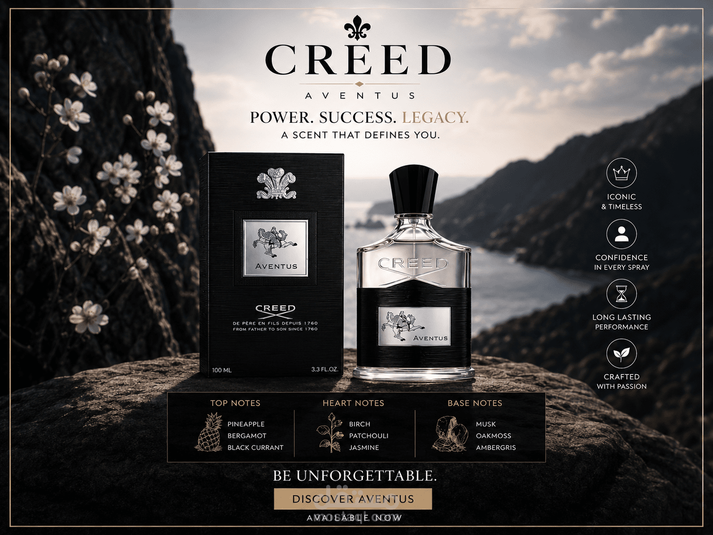 حملة إعلانية فاخرة – مجموعة عطور Creed