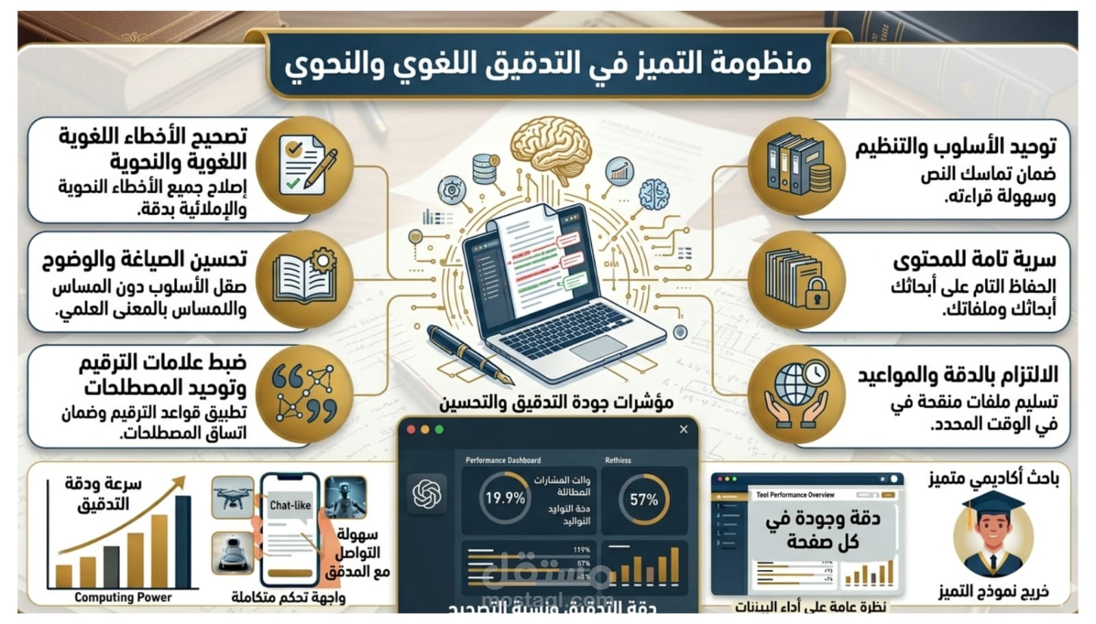 التدقيق اللغوي والنحوي والإملائي للرسائل العلمية والأبحاث الأكاديمية