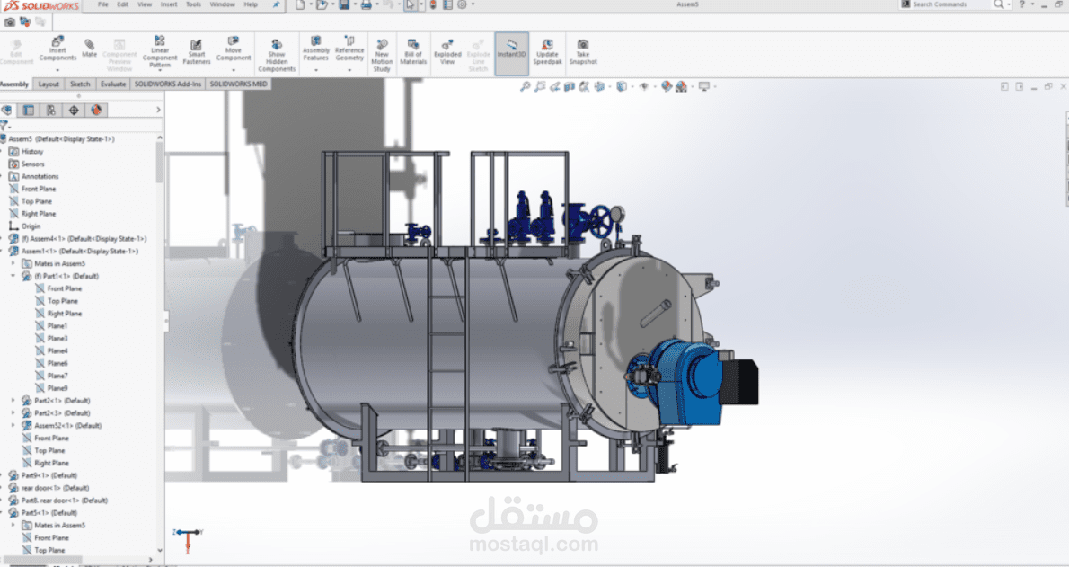 ـ**غلاية بخار** تم إنشاؤه باستخدام برنامج SolidWorks