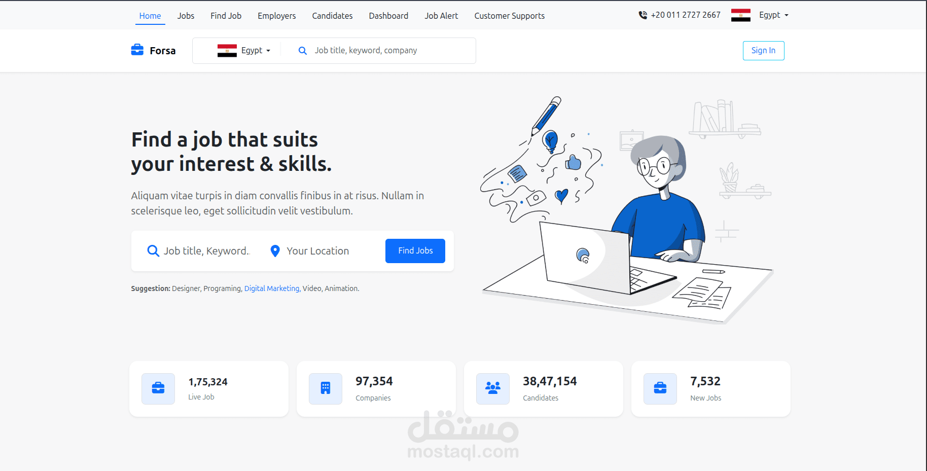 موقع فريلانسينج متكامل بـ Vue.js وLaravel – مشروع Forsa