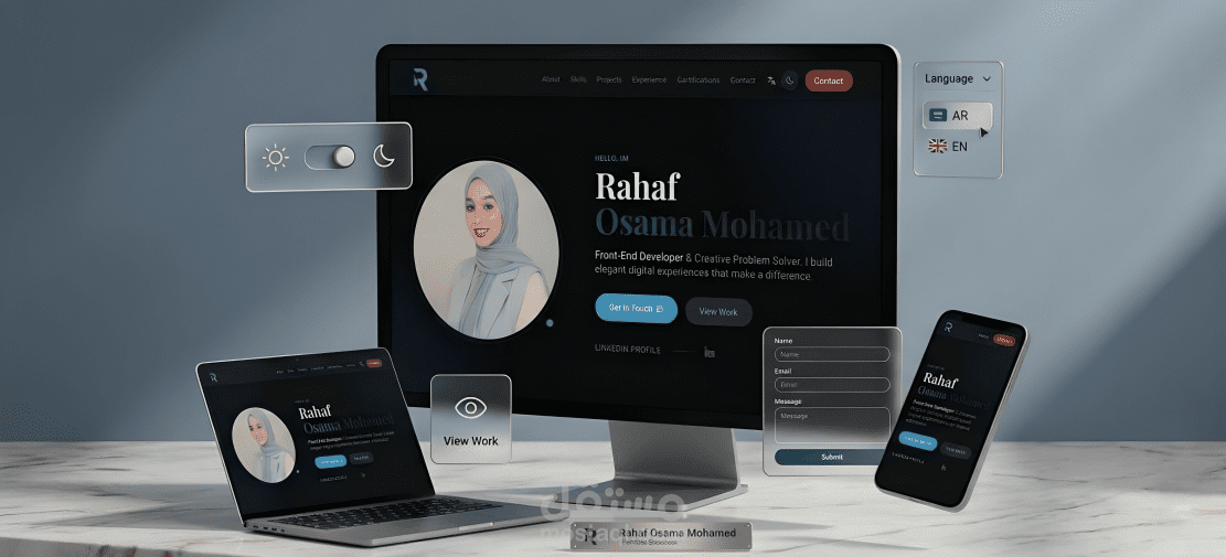 My Portfolio - تصميم وتطوير  معرض اعمال شخصي باستخدام React