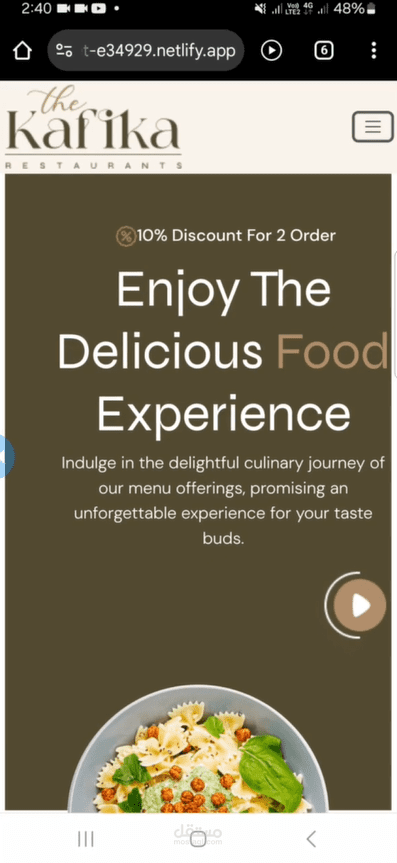 Restaurant project using React