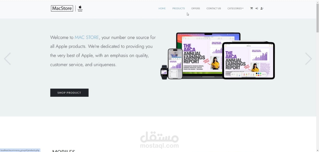 منصة تسوّق إلكترونية لبيع منتجات Apple مع لوحة تحكم – MAC Store