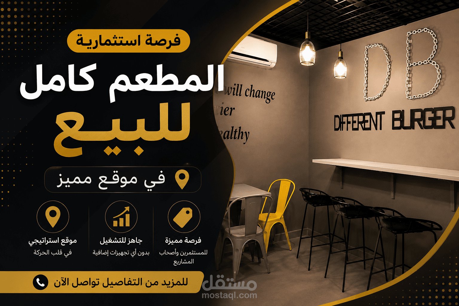فيديو تسويقي لعرض مطعم مجهز بالكامل للبيع