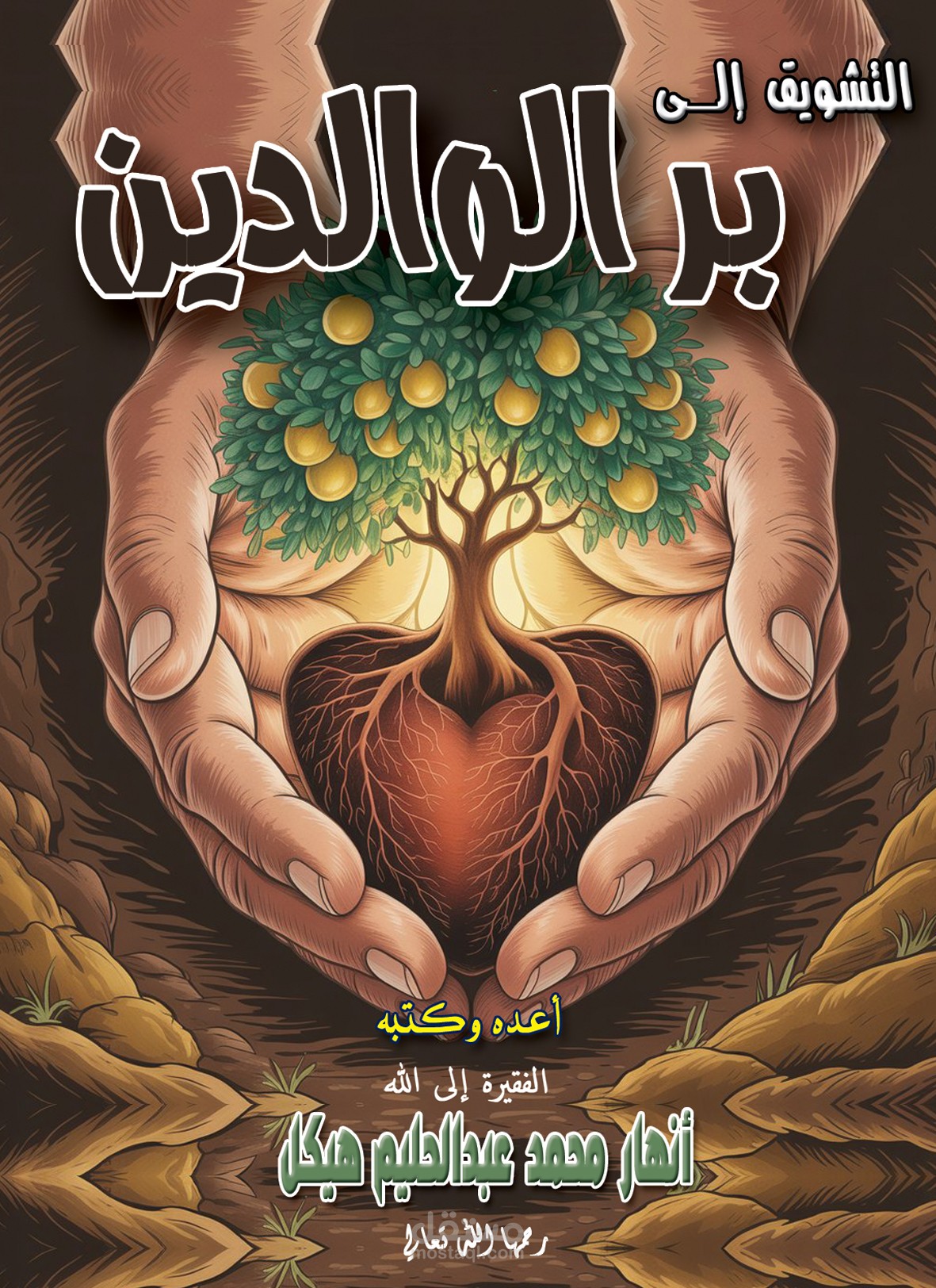 تصميم غلاف كتاب بعنوان التشويق إلي بر الوالدين