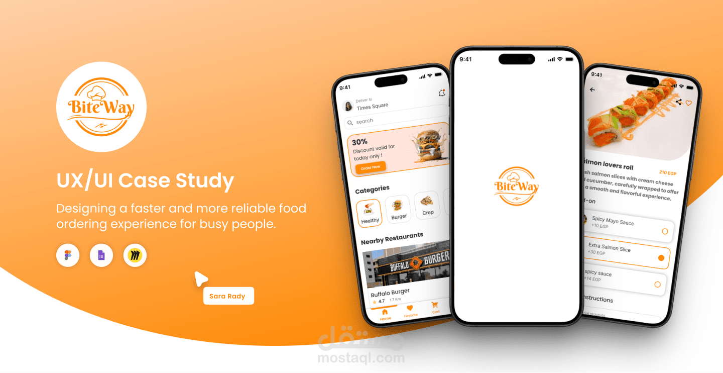 BiteWay – UX/UI Case Study for a Food Delivery App