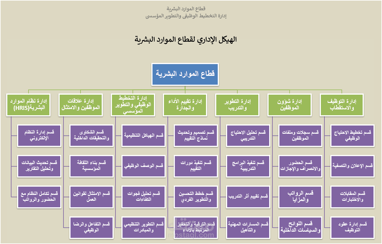 التطوير المؤسسي وإنشاء هيكل تنظيمي لقطاعات أحد الشركات التجارية