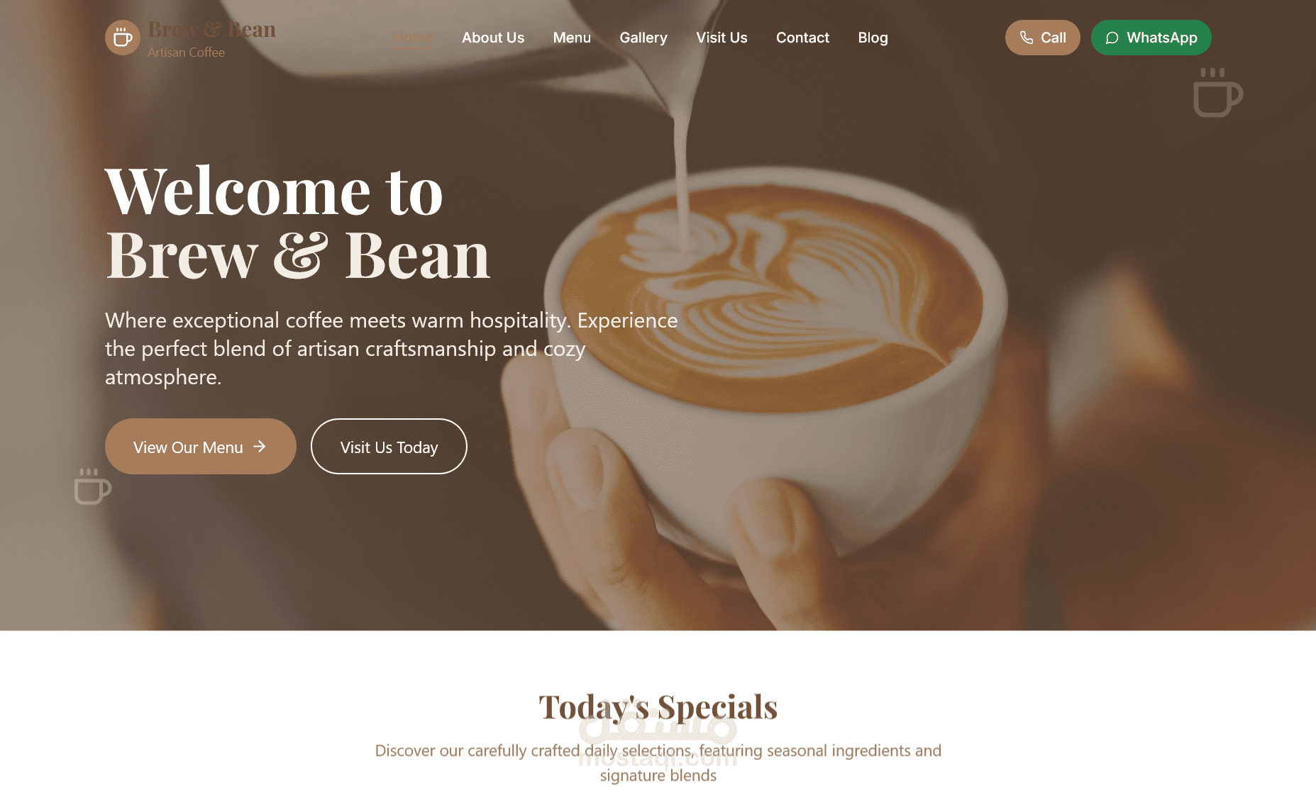 تصميم موقع إلكتروني لمقهى عصري (Coffee Shop Website)