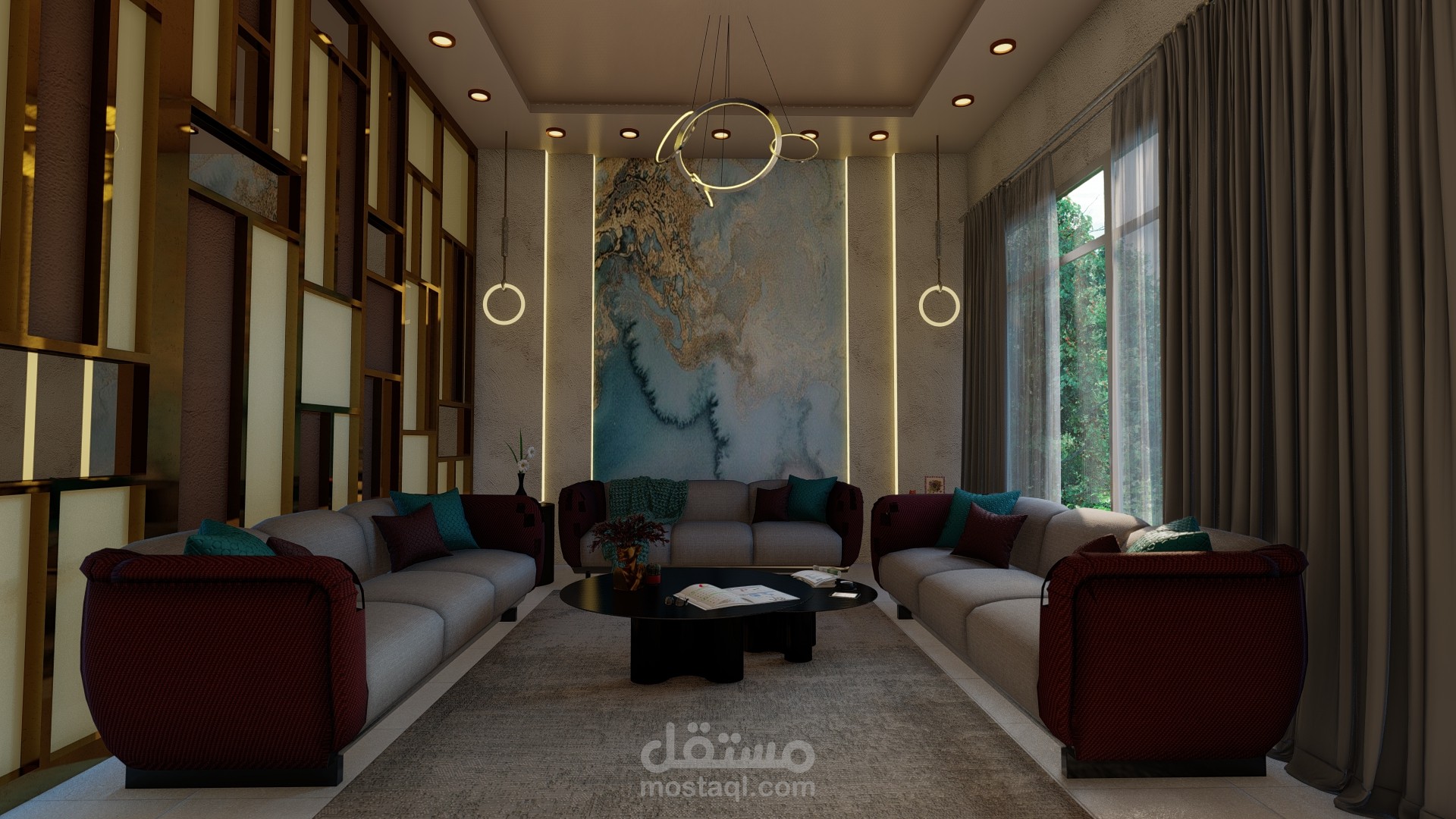 تصميم داخلي لغرفة معيشة