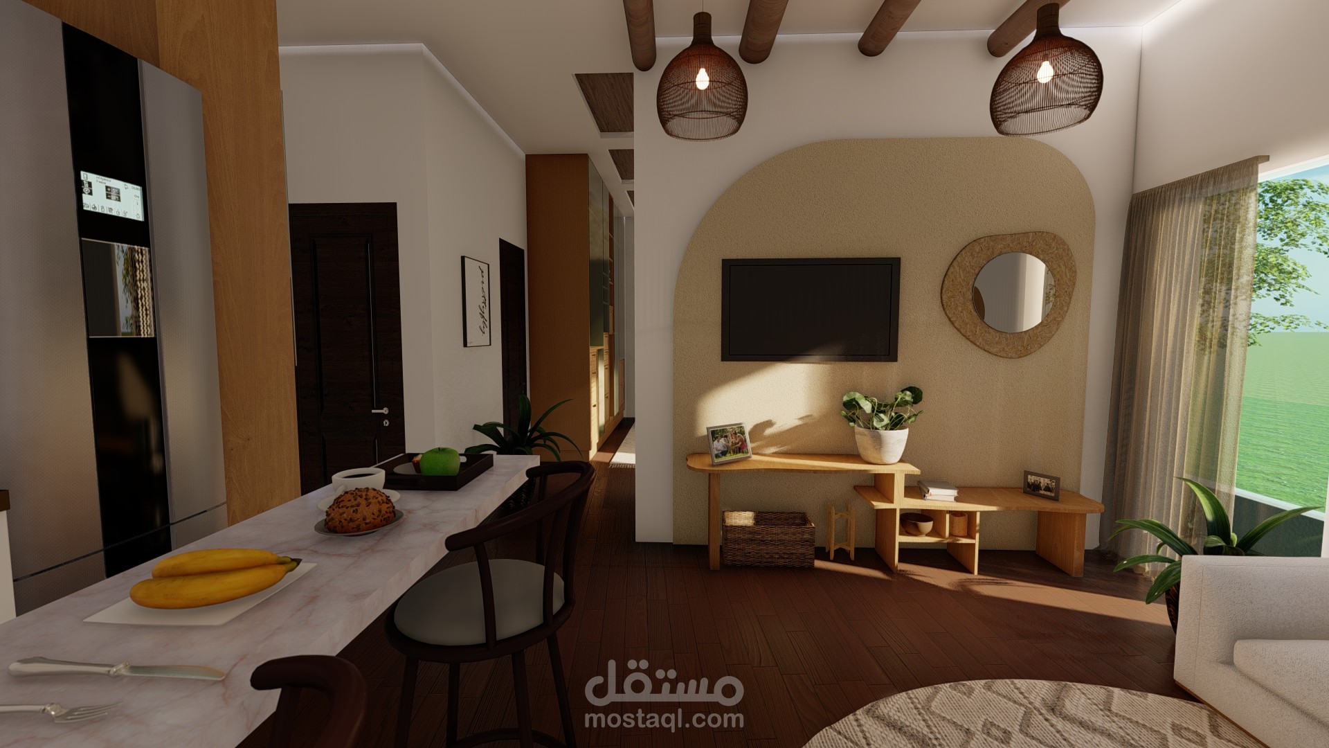 تصميم جناح فندقي بنمط بوهيمي فاخر