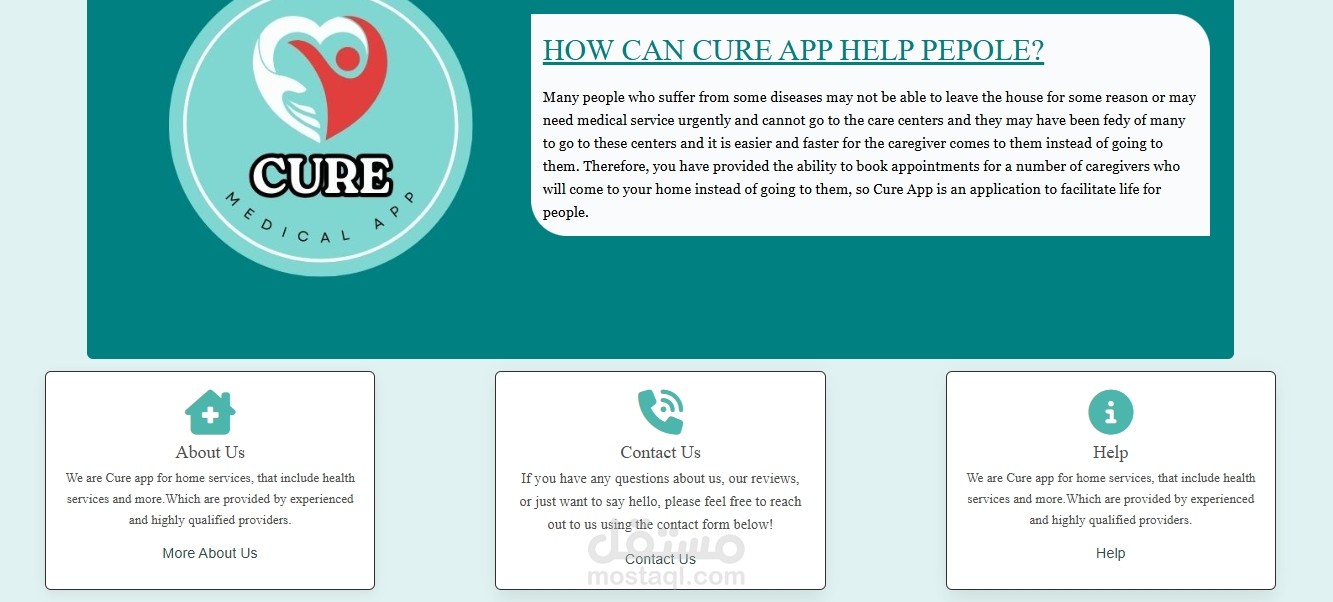 cure app - موقع لطلب الخدمات الطبية الى المنزل