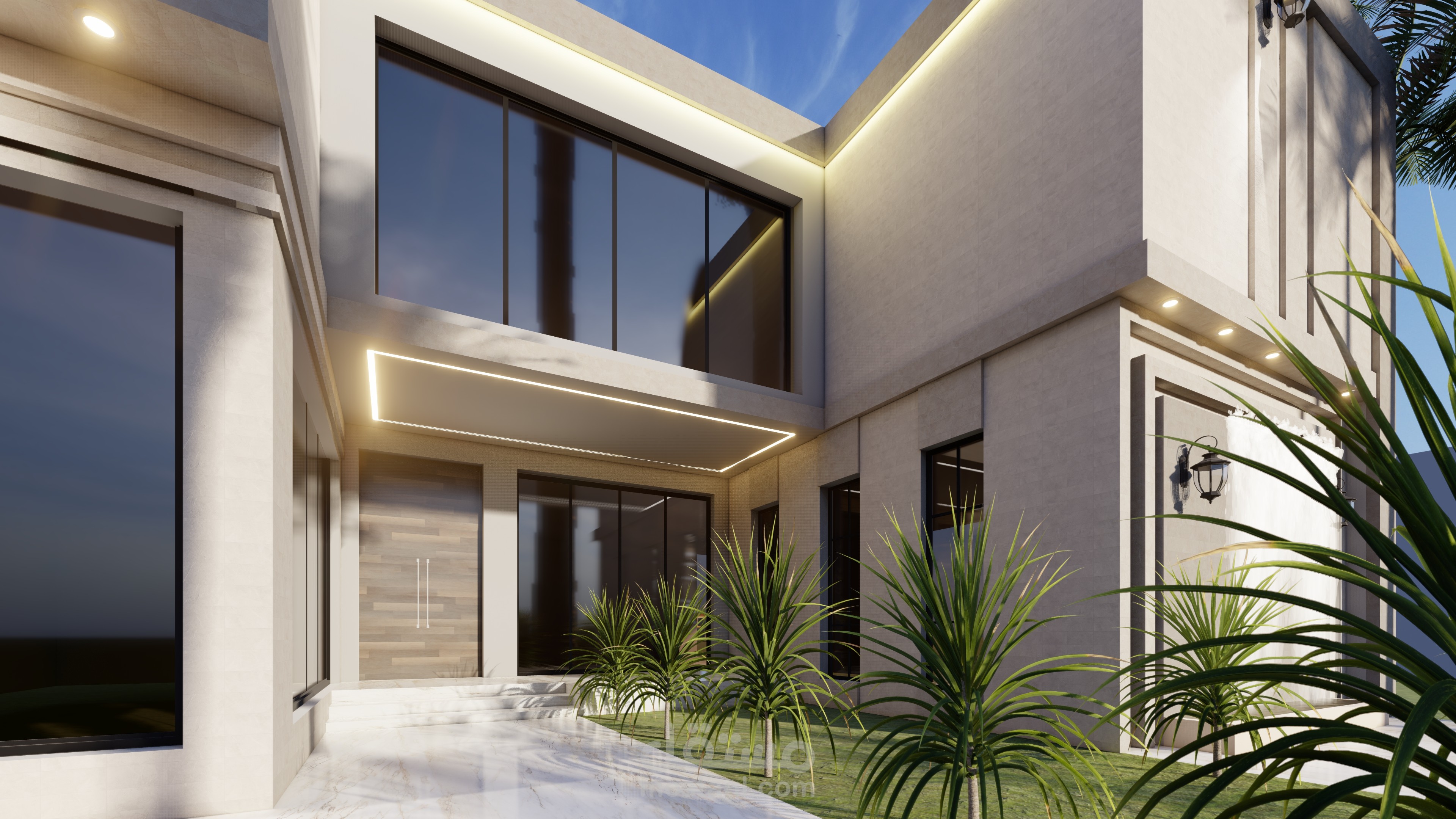 تصميم واجهات فيلا على النمط النيوكلاسيك