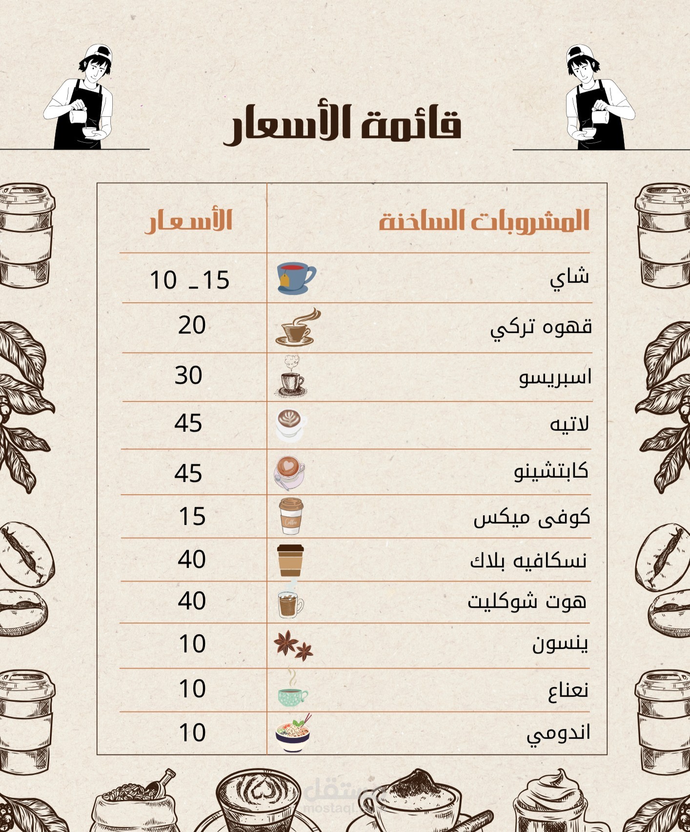 تصميم منيو عصري بأسلوب الـ Minimalist للكافيهات