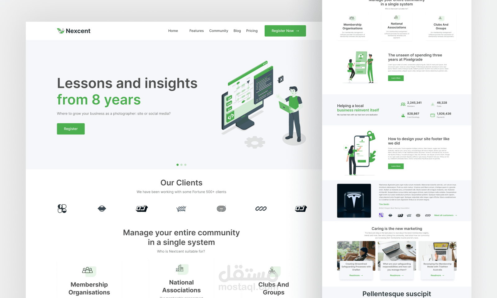 تصميم لاندرنج بيج احترافي - Lessons and Insights Landing Page