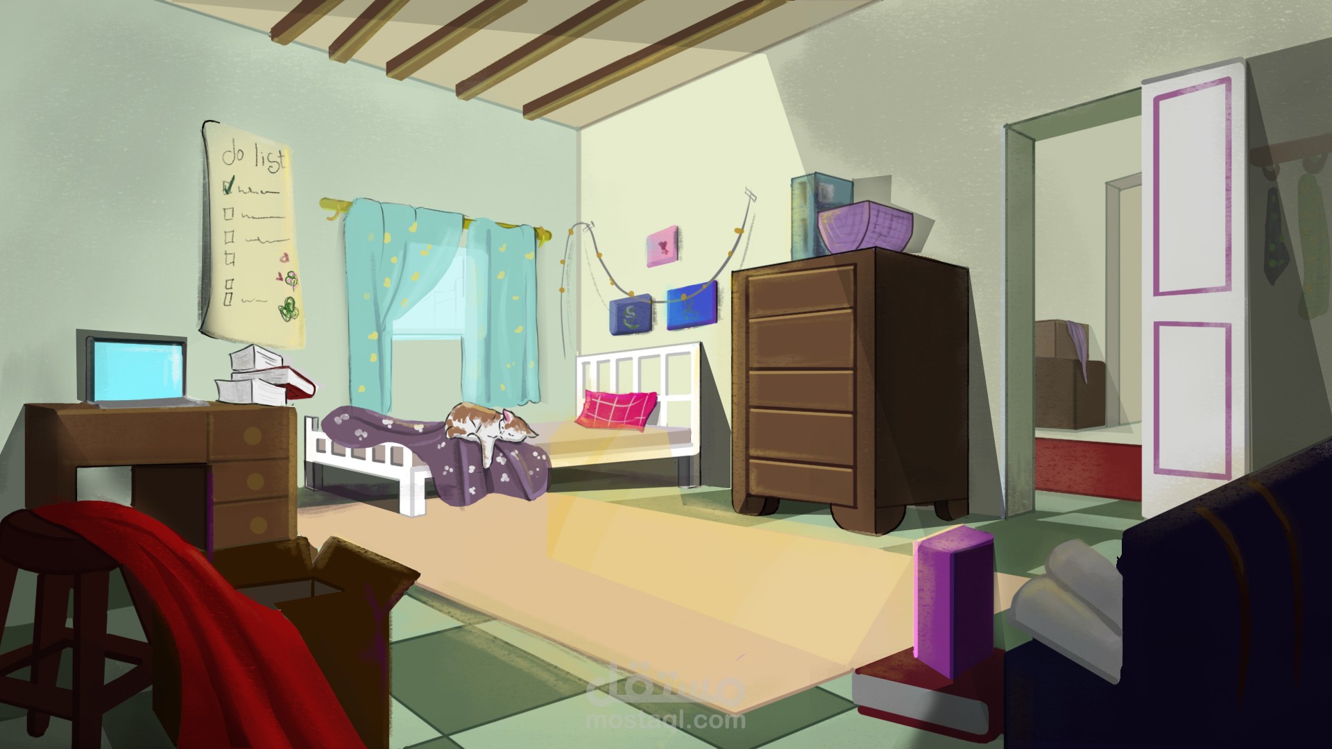 رسم و تصميم خلفية كرتونية