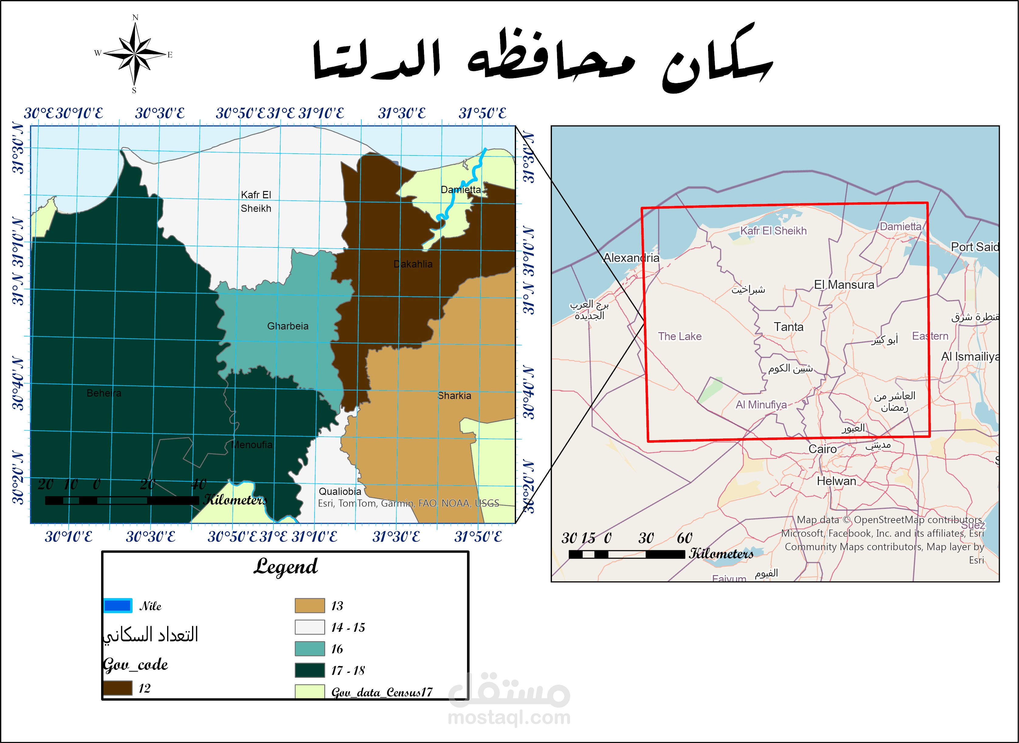 تقسيم حجم السكان بالدلتا