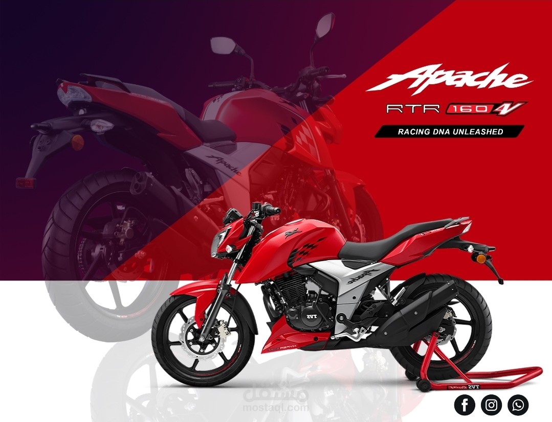 تصميم إعلان إبداعي لدراجة نارية رياضية – Apache RTR 160 4V