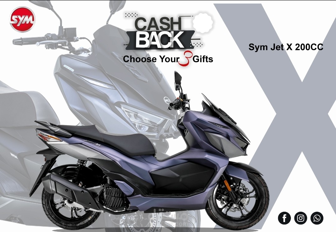 تصميم إعلان احترافي لدراجة "SYM Jet X 200CC" — جذب بصري وتسويق مبتكر
